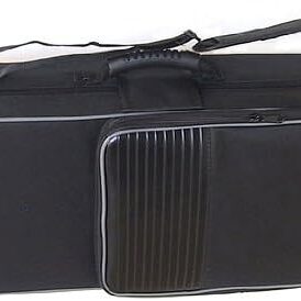 A black case with a handle and a strap.